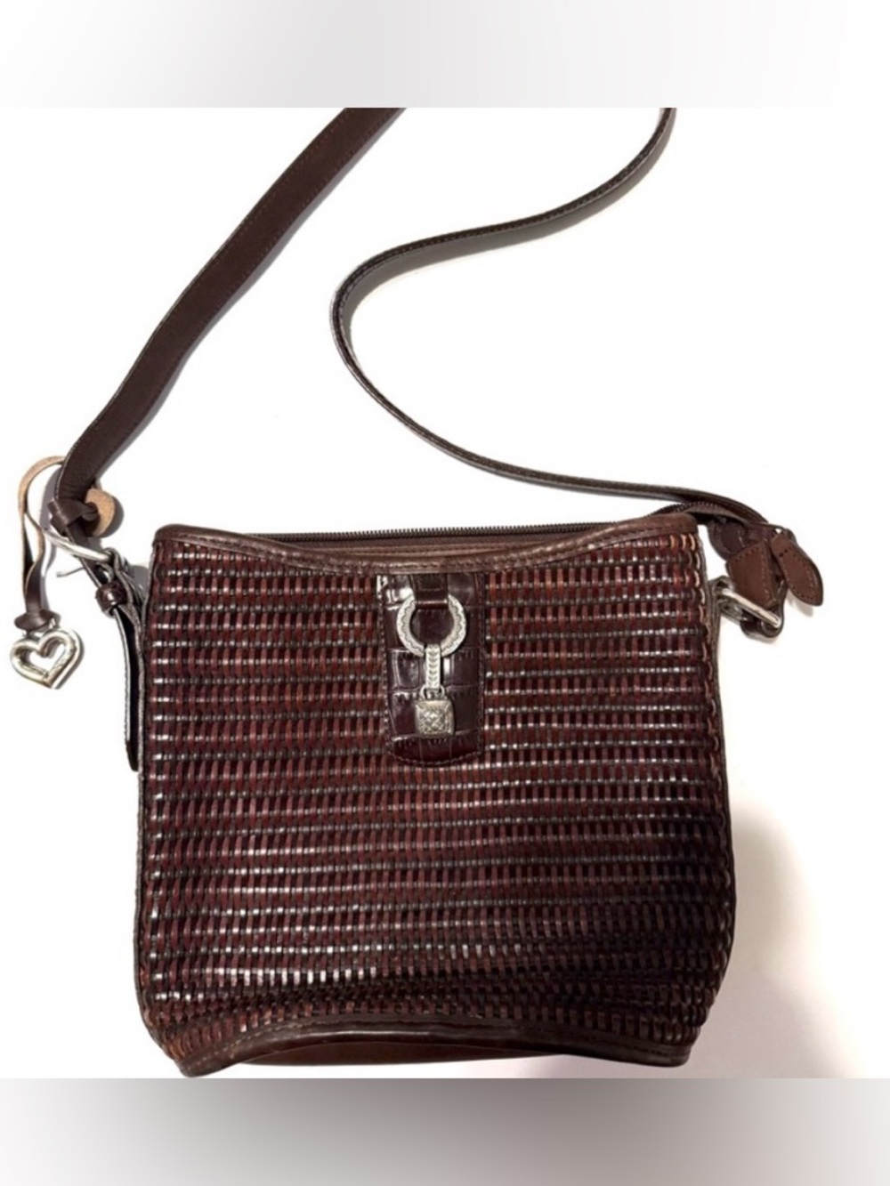 Brighton Vintage Designer
Brown Woven Leather
Shoulder Bucket Tote Bag
Purse